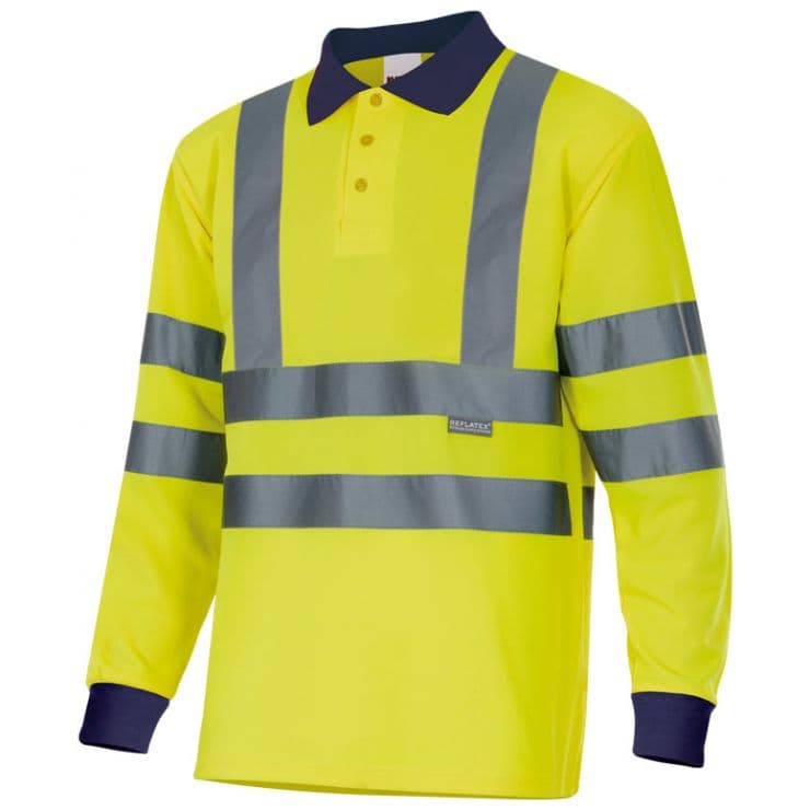 Polo manga comprida bicolor Velilla alta visibilidade 305503 (Ref. VXTVL05503) - Equipamento de Proteção Individual JCR