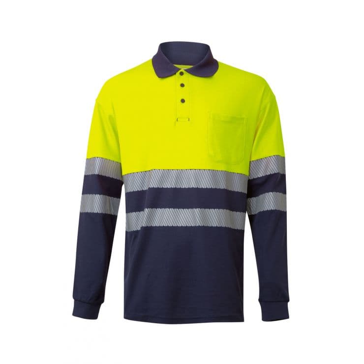 Polo m/ comprida bicolor Velilla alta visibilidade 305525 (Ref. VXTVL05525) - Equipamento de Proteção Individual JCR